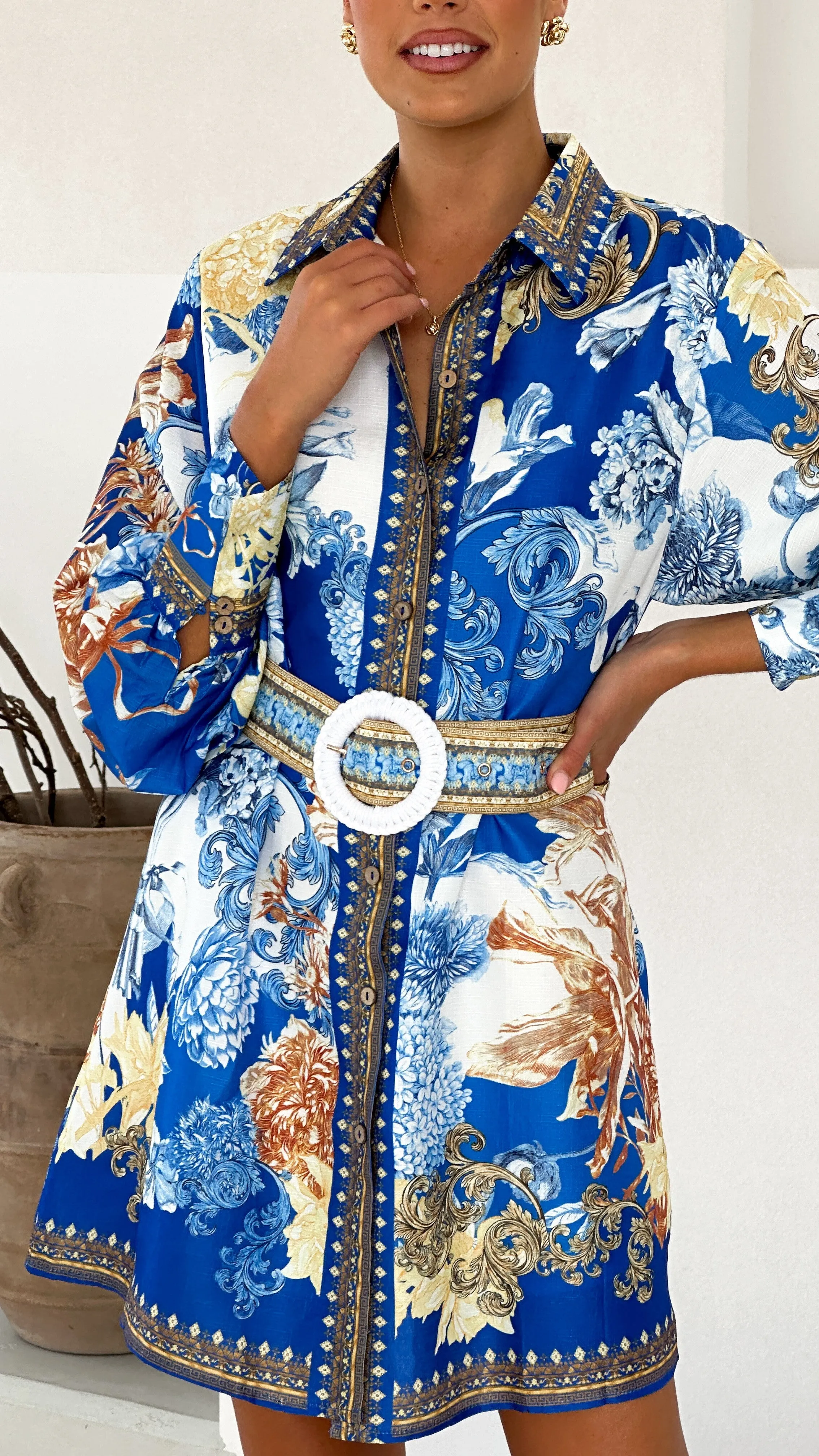 Spice Core Annika Long Sleeve Mini Dress - Blue Doll