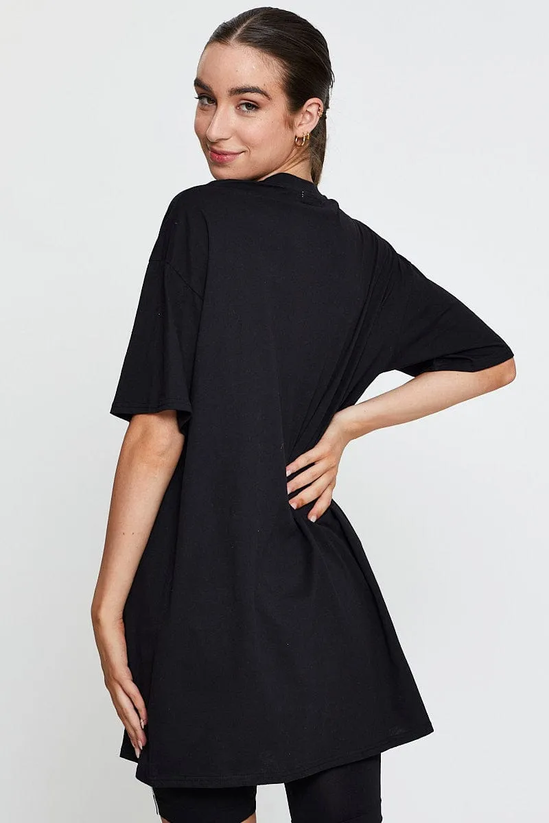 Luxury clothing Black Graphic T-Shirt Short Sleeve