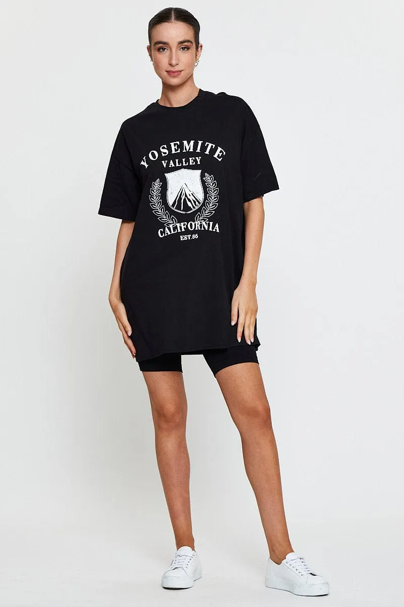 Black Graphic T-Shirt Short Sleeve Best Seller