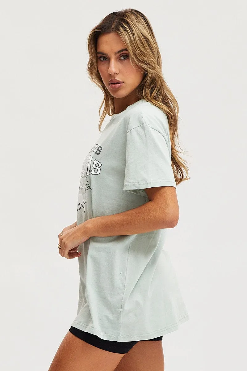 Sporty essentials Recycled Polyester Green Graphic T-Shirt Short Sleeve