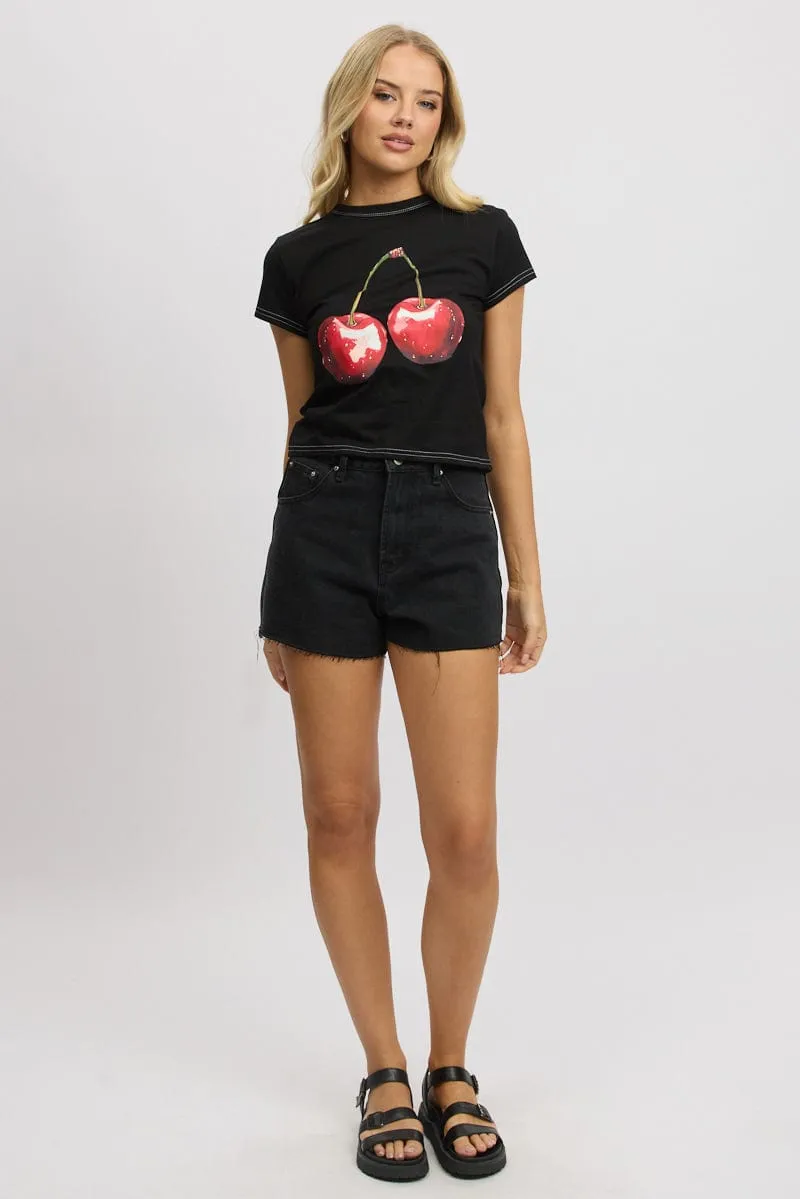 Essential Style Wear Black Graphic Tee Short Sleeve