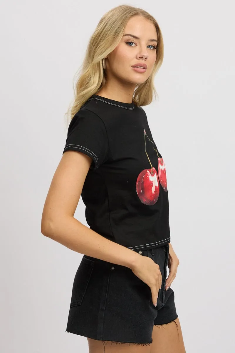Black Graphic Tee Short Sleeve Quality Comfort