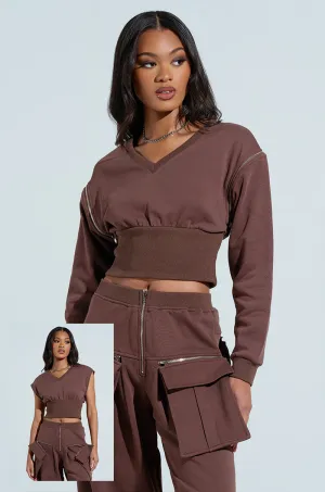 NIA CORSETED ZIPPERED LONGSLEEVE SWEATSHIRT Plaid Design Classic Fit