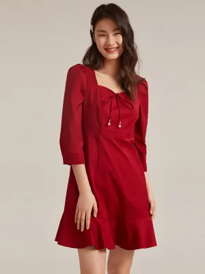Chili Red Half-sleeve Mini Dress Star Glow On The Go Look