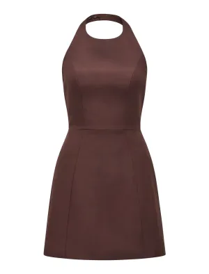 Corinna Halter Mini Dress Stylish mini with ruffles Full Coverage Back