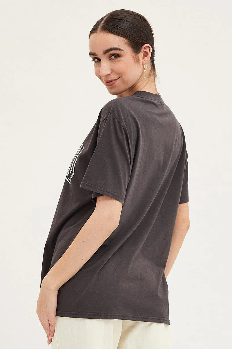 Breathable wear Recommended Black Graphic T Shirt