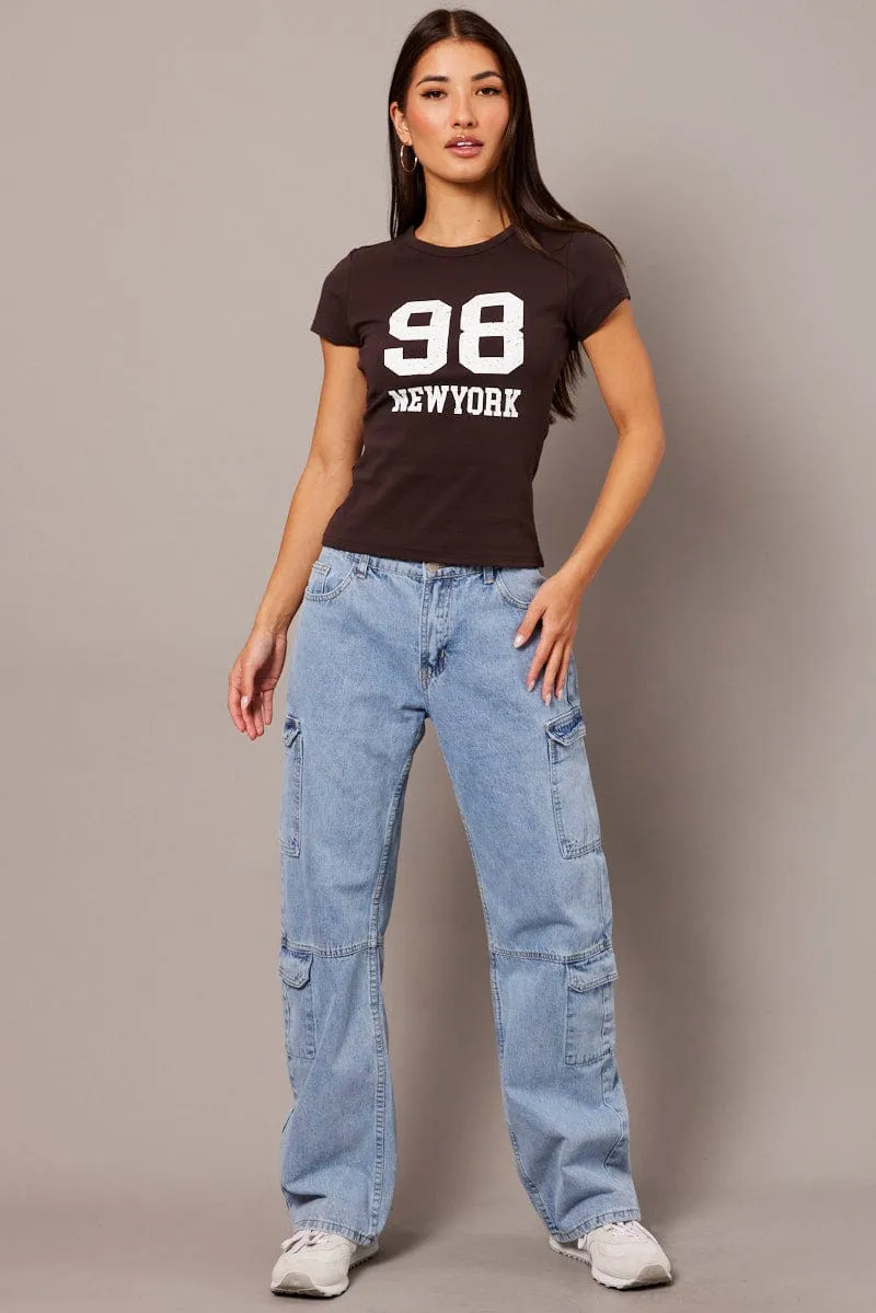 Layered Comfort Brown Graphic Tee Short Sleeve