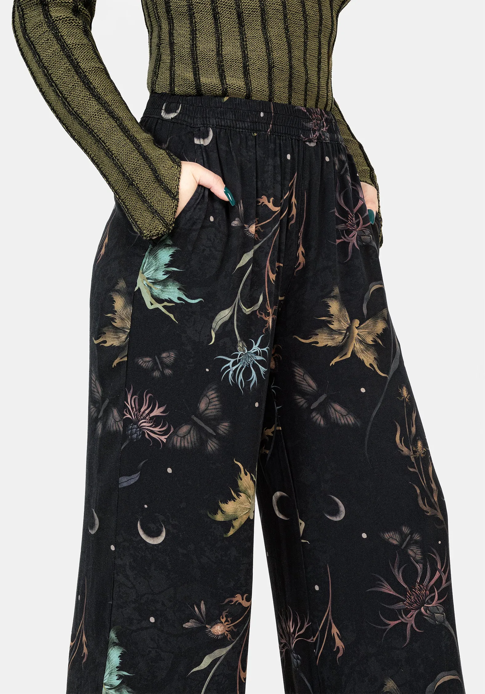 Rosanella Floral Print Straight Leg Trousers Comfortable Movement OdorResistantFinish