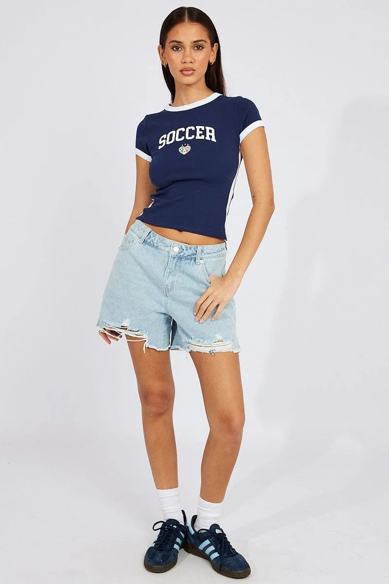 Blue Graphic Tee Short Sleeve Personalized