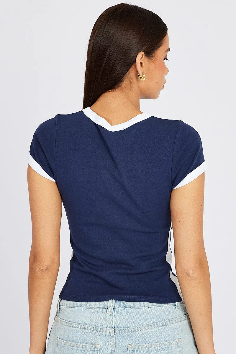 Easy Layer Blue Graphic Tee Short Sleeve