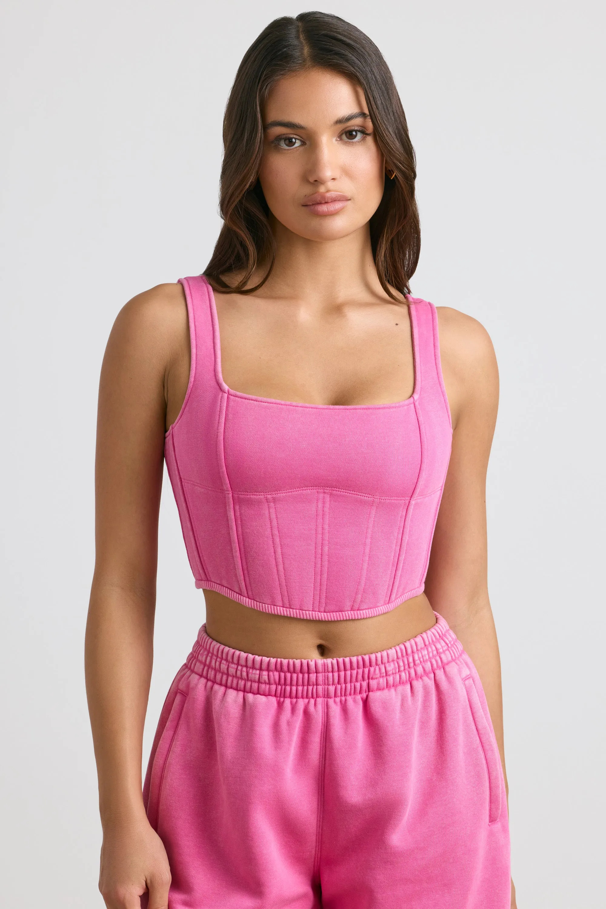 Corset Crop Top in Hot Pink Opaque Tone