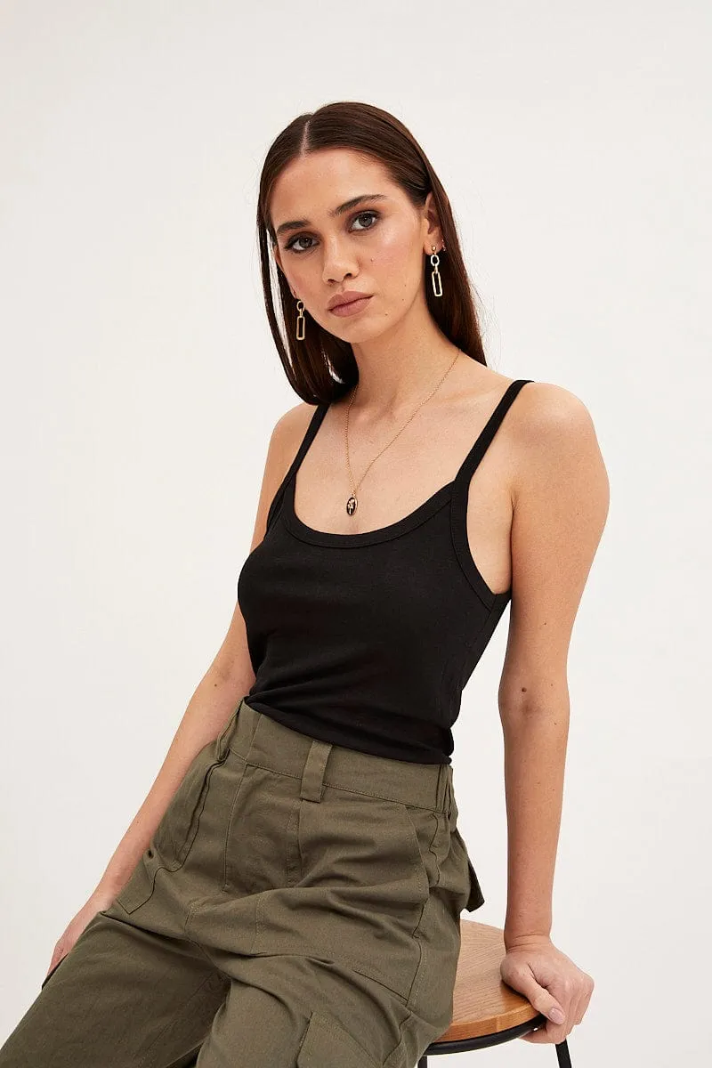 Black Sleeveless Top Scoop Neck Virtual Fit Chic Jacket
