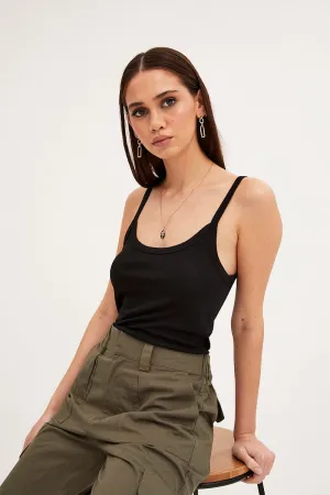 Black Sleeveless Top Scoop Neck Virtual Fit Chic Jacket