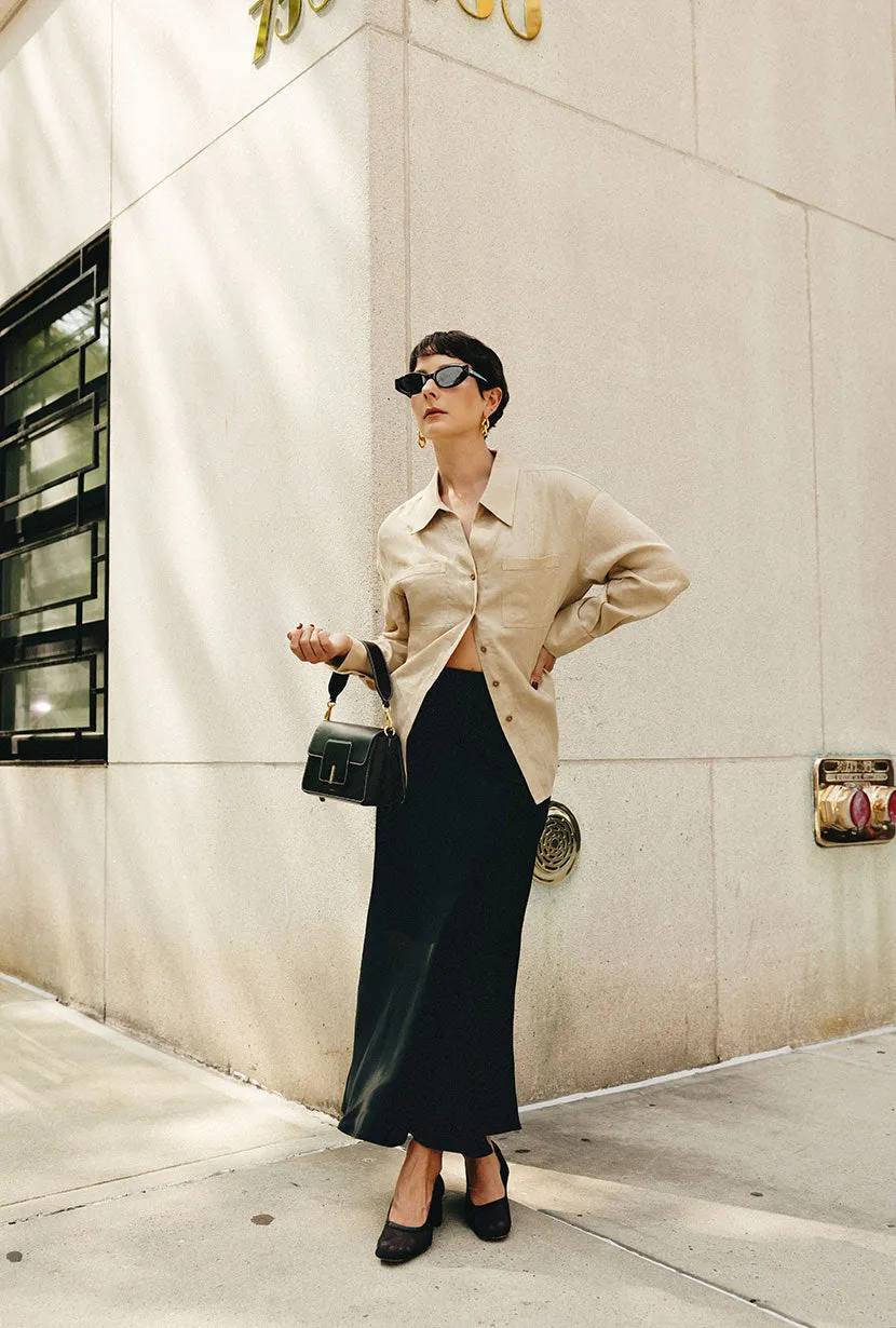 Nadine Satin Skirt - Black FlexSeamTechnology MultiPocket System