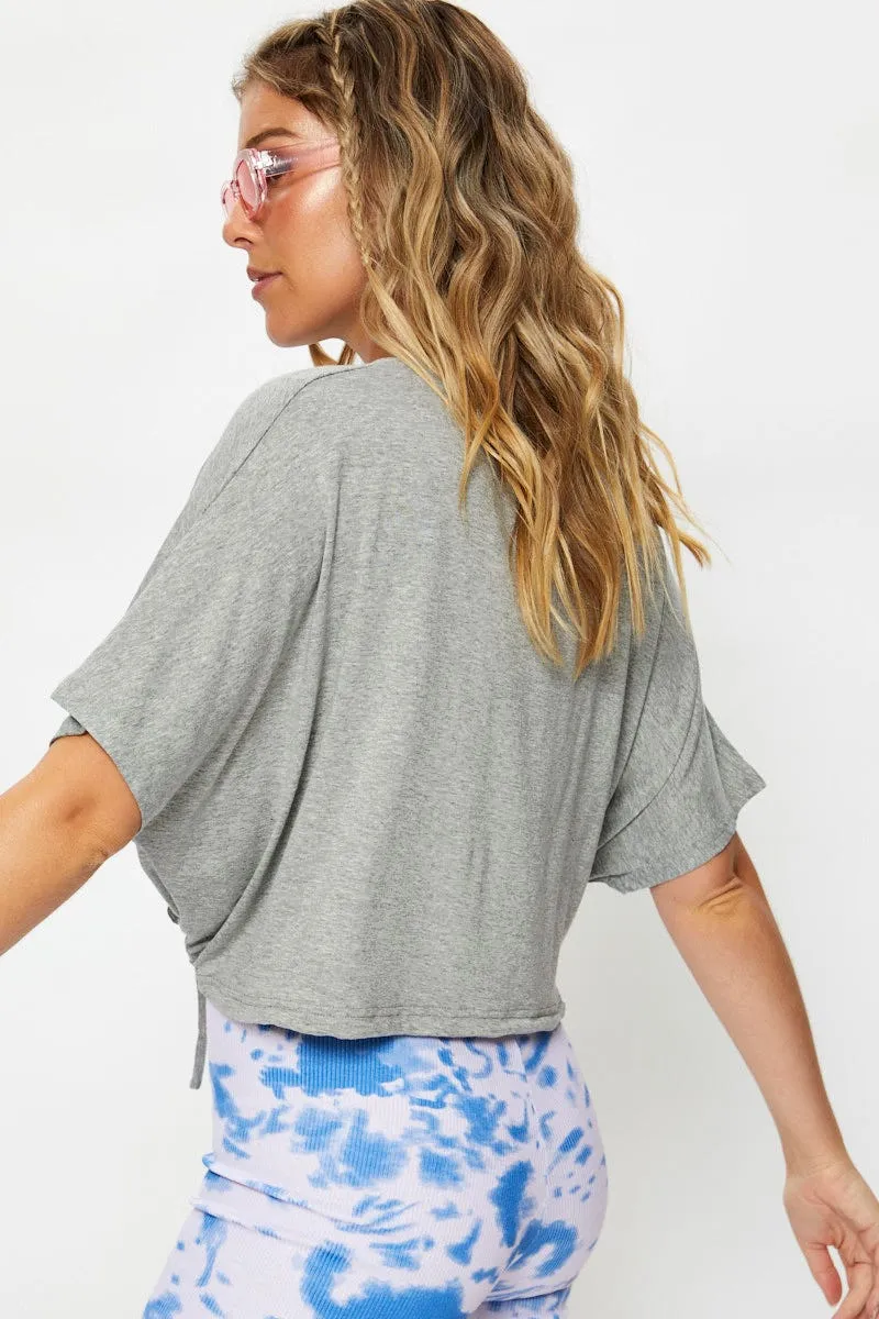 Vintage Soul Halo Glow Grey Drawstring Hem Tee