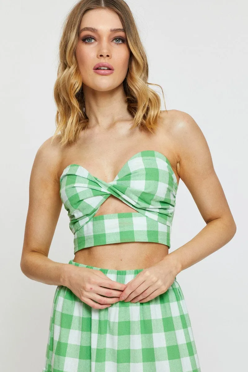Check Singlet Top Crop Professional Look ButterySoftTexture