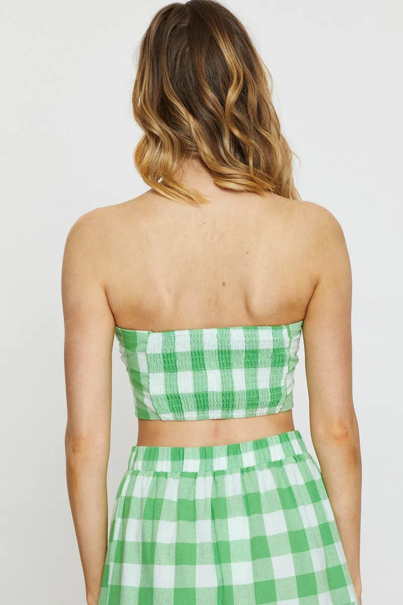 Trendy Design Check Singlet Top Crop