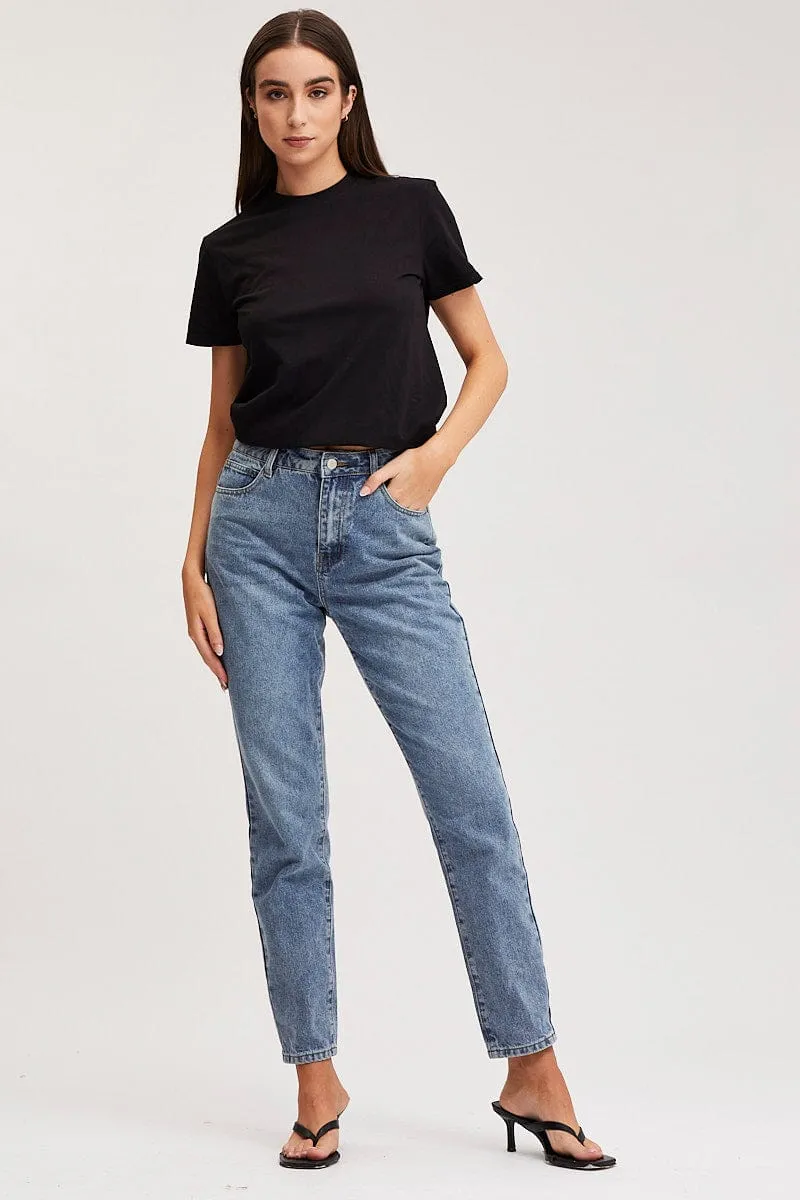 Black T Shirt Short Sleeve Crew Neck Lightweight Vest