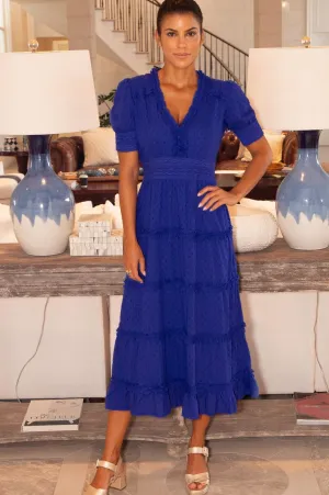 Relaxed summer midi Viola Cotton Midi Dress | Cobalt