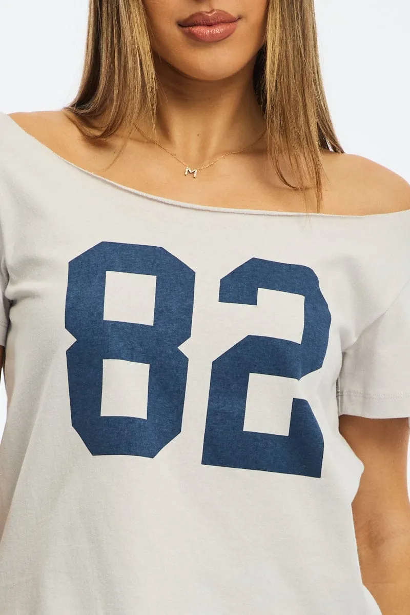 Grey Graphic Tee Off Shoulder Modern Outfit Weekend Outfit