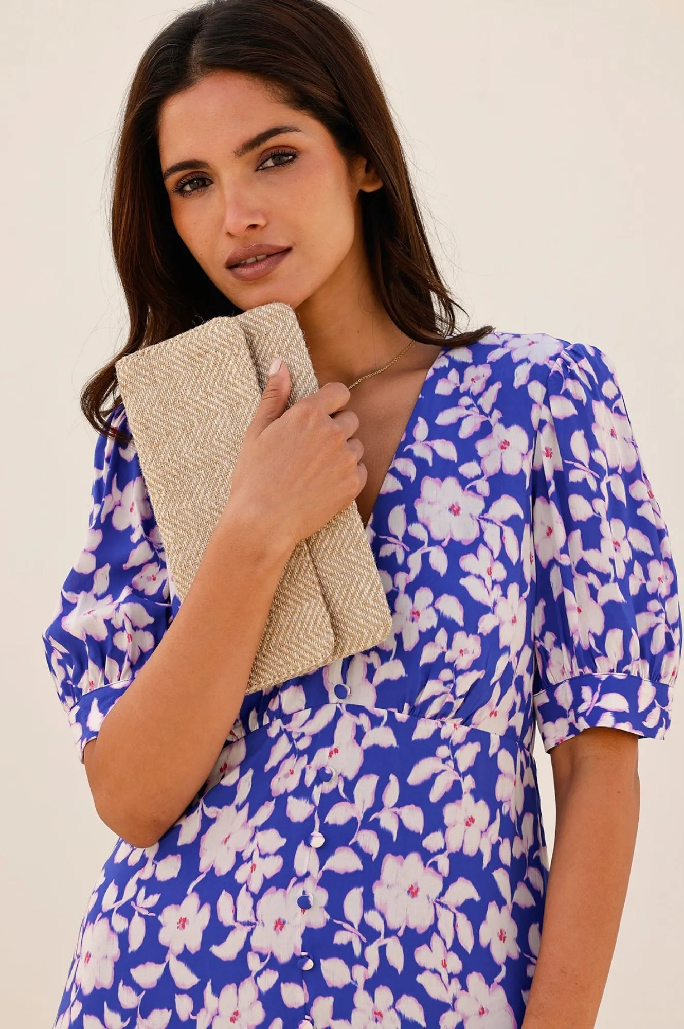 Anne Tea EcoVero? Dress | Blossom Cobalt/Pink Stylish dress for garden party