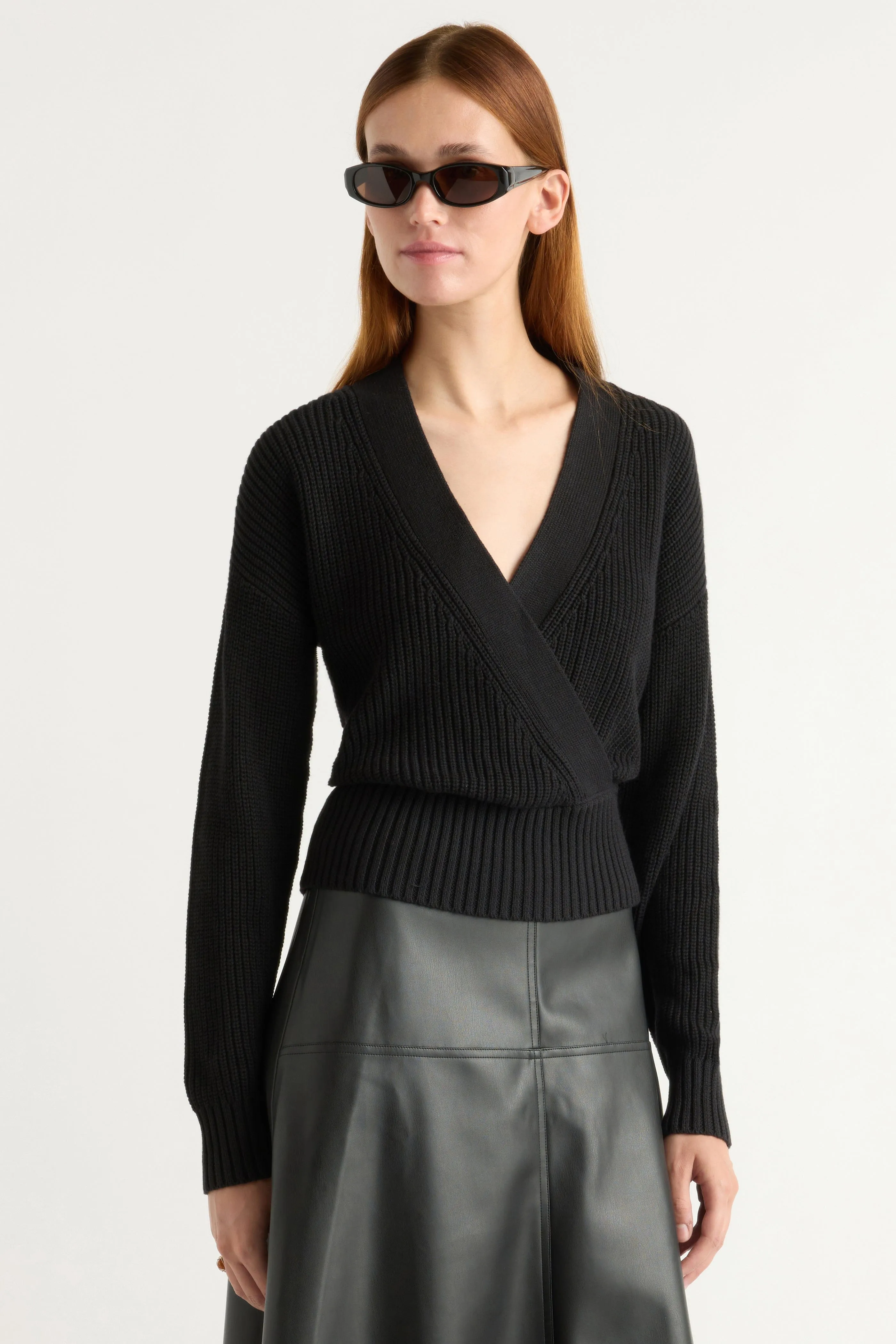 Maren Cropped V-Neck Sweater Casual Outfit Moisture Wicking Fabric