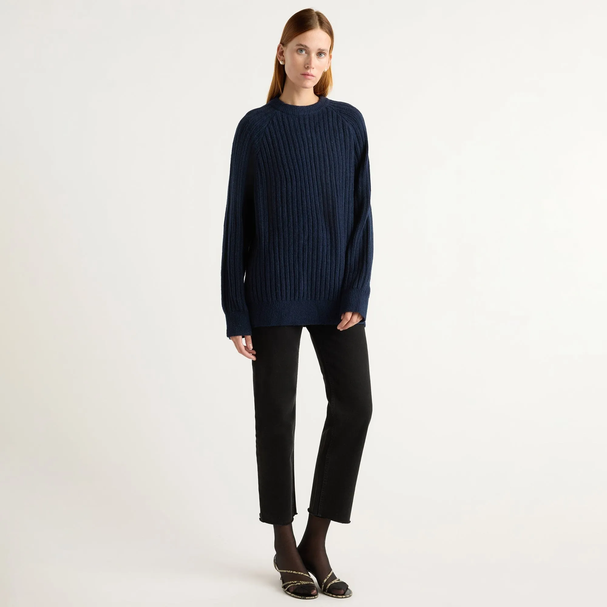 Roylene Ribbed Boyfriend Sweater Layered Knit Ventilated Underarm