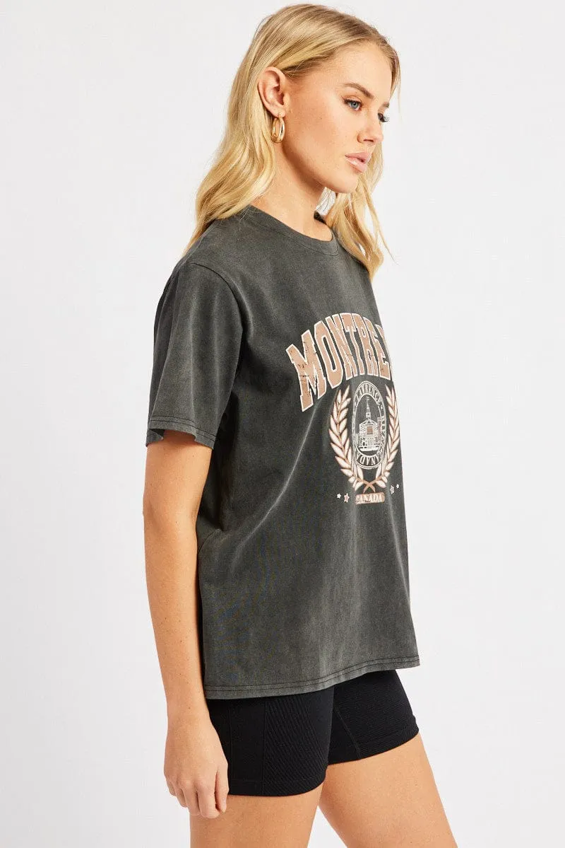 Fresh Trend Everyday Fashion Look Black Graphic Tee Short Sleeve