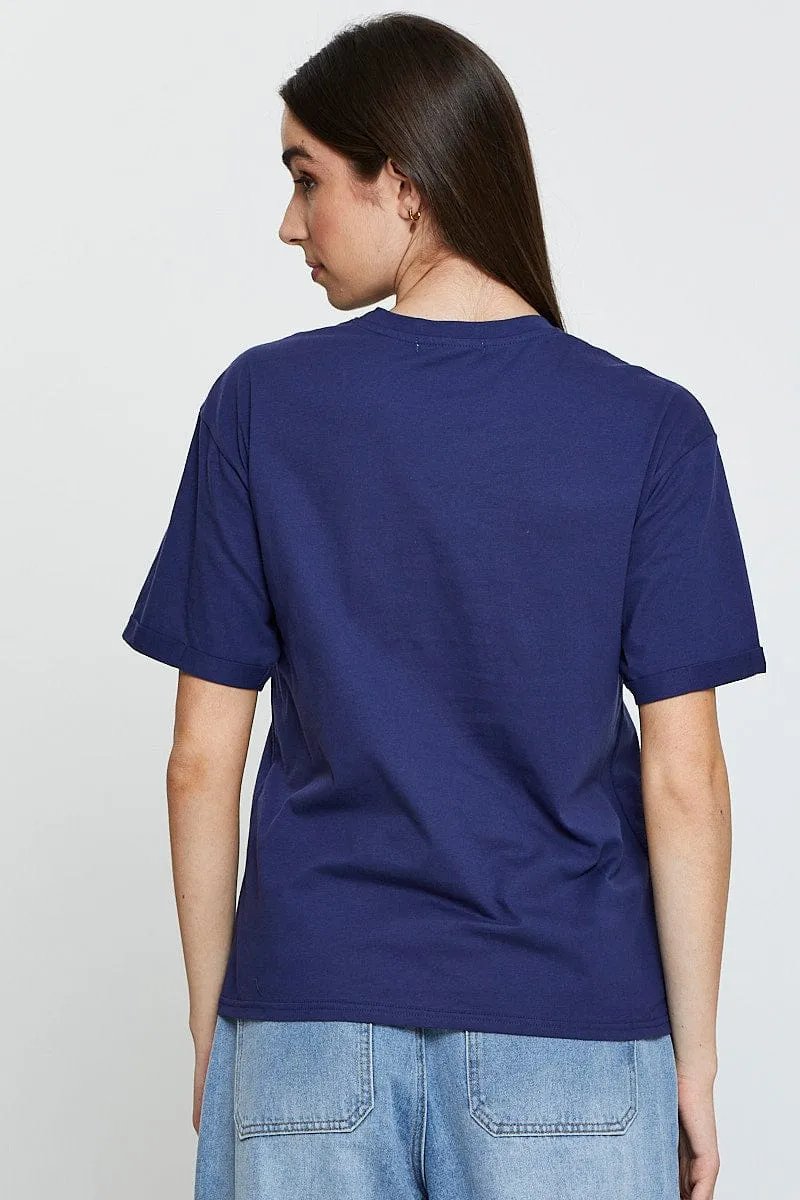 Blue Graphic T Shirt Short Sleeve Easter Minimal Outfit