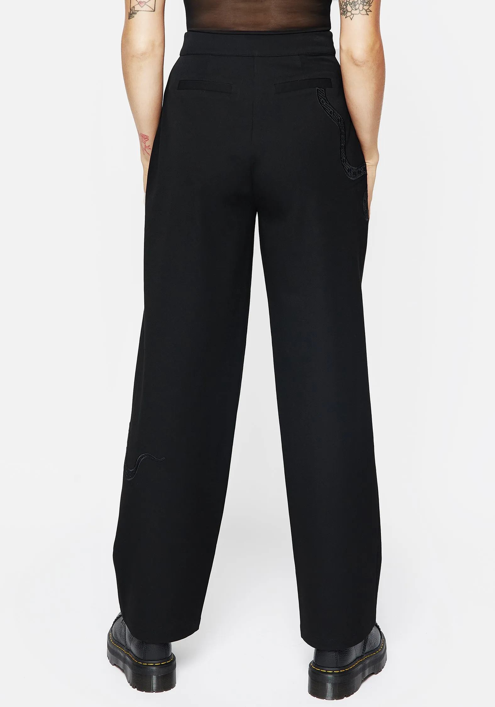 Chic Style Comfortable Movement Slither Snake Embroidered Tailored Trousers