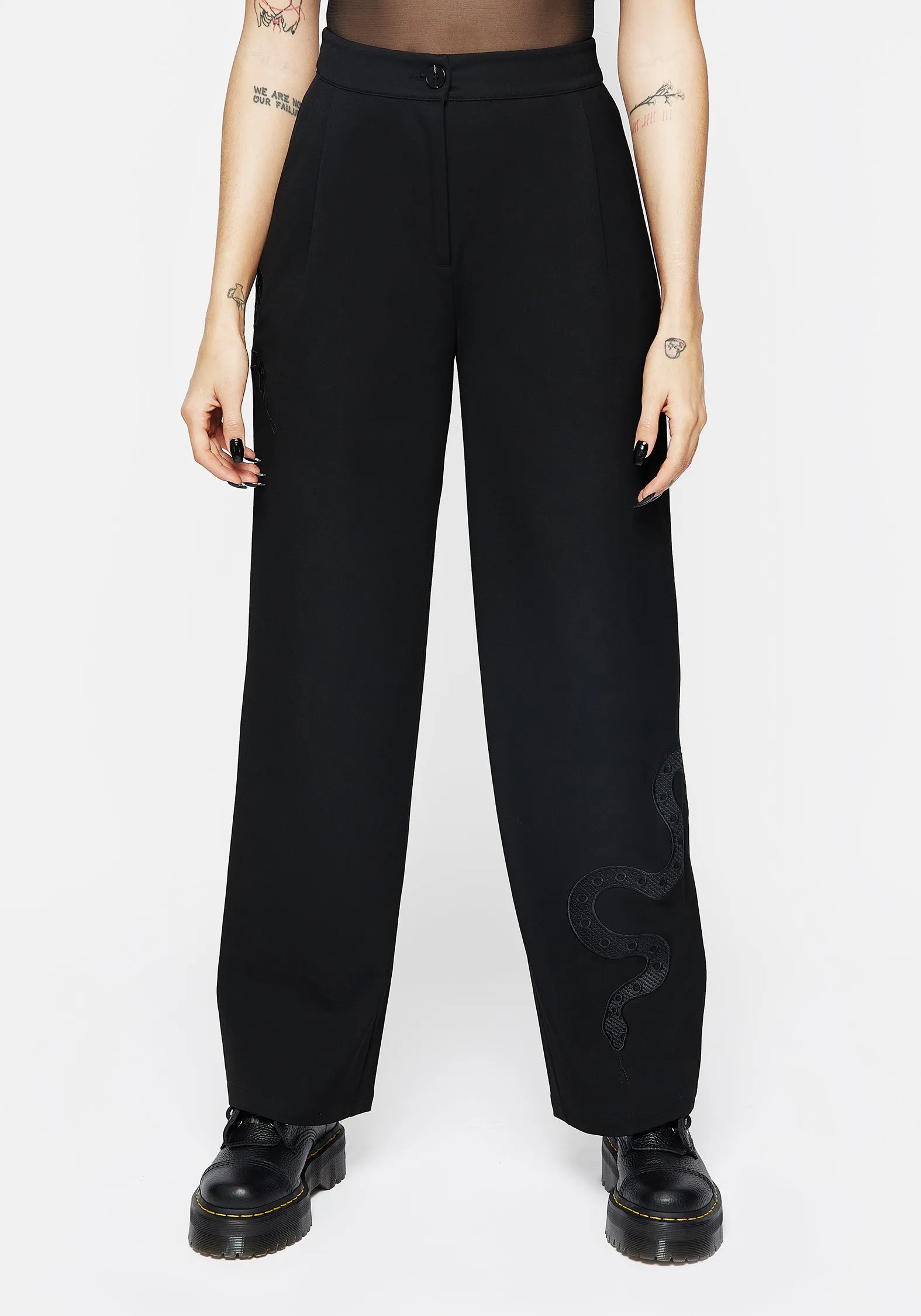 HeatRegulating AllDayComfort Slither Snake Embroidered Tailored Trousers