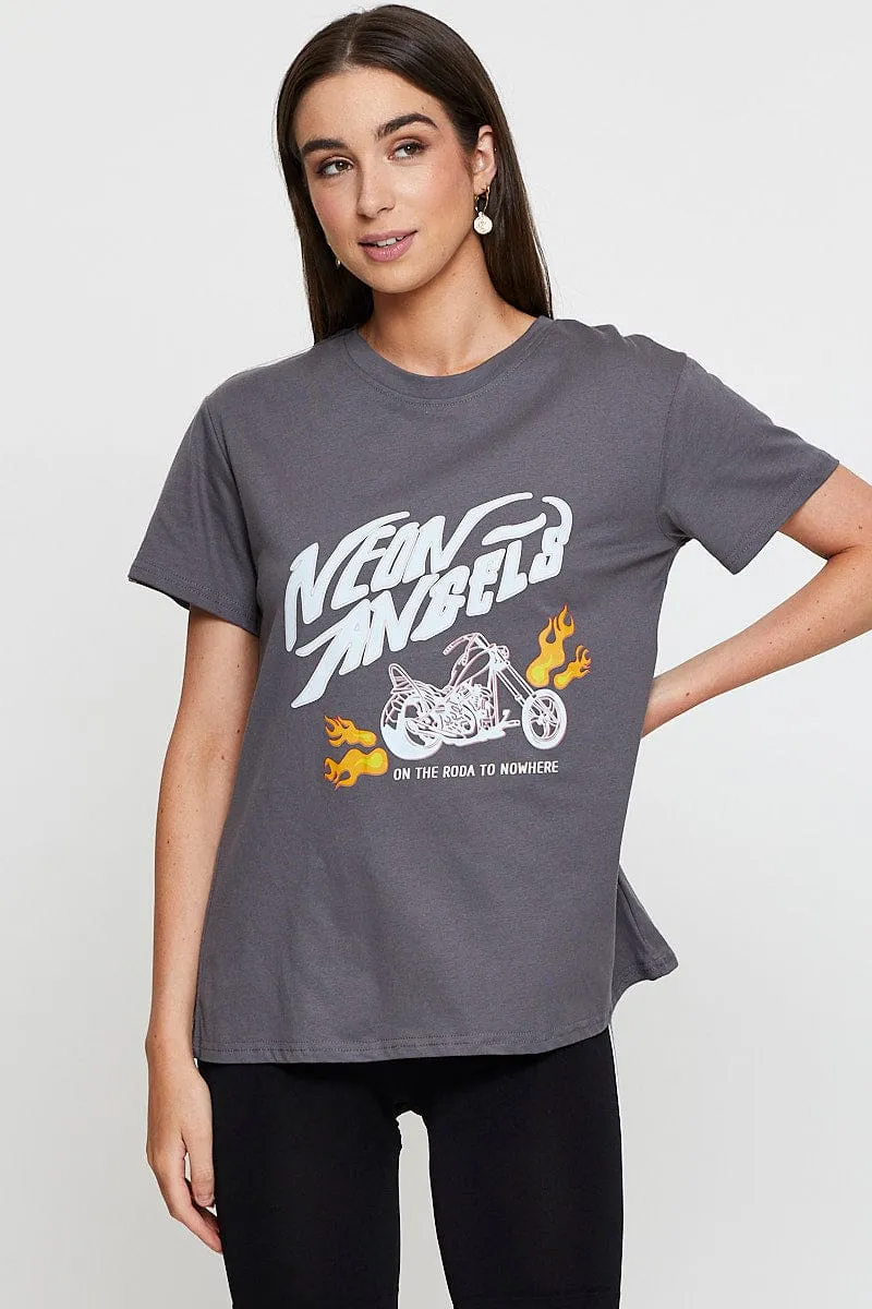 Light Fit Grey Graphic T-Shirt Short Sleeve