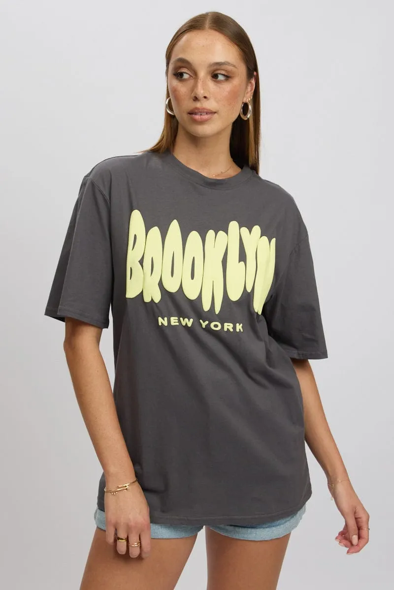 QuickDryTechnology Grey Graphic Tee Short Sleeve