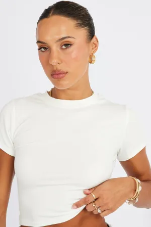 Active Ease Evening Chic White T Shirt Short Sleeve Crew Neck