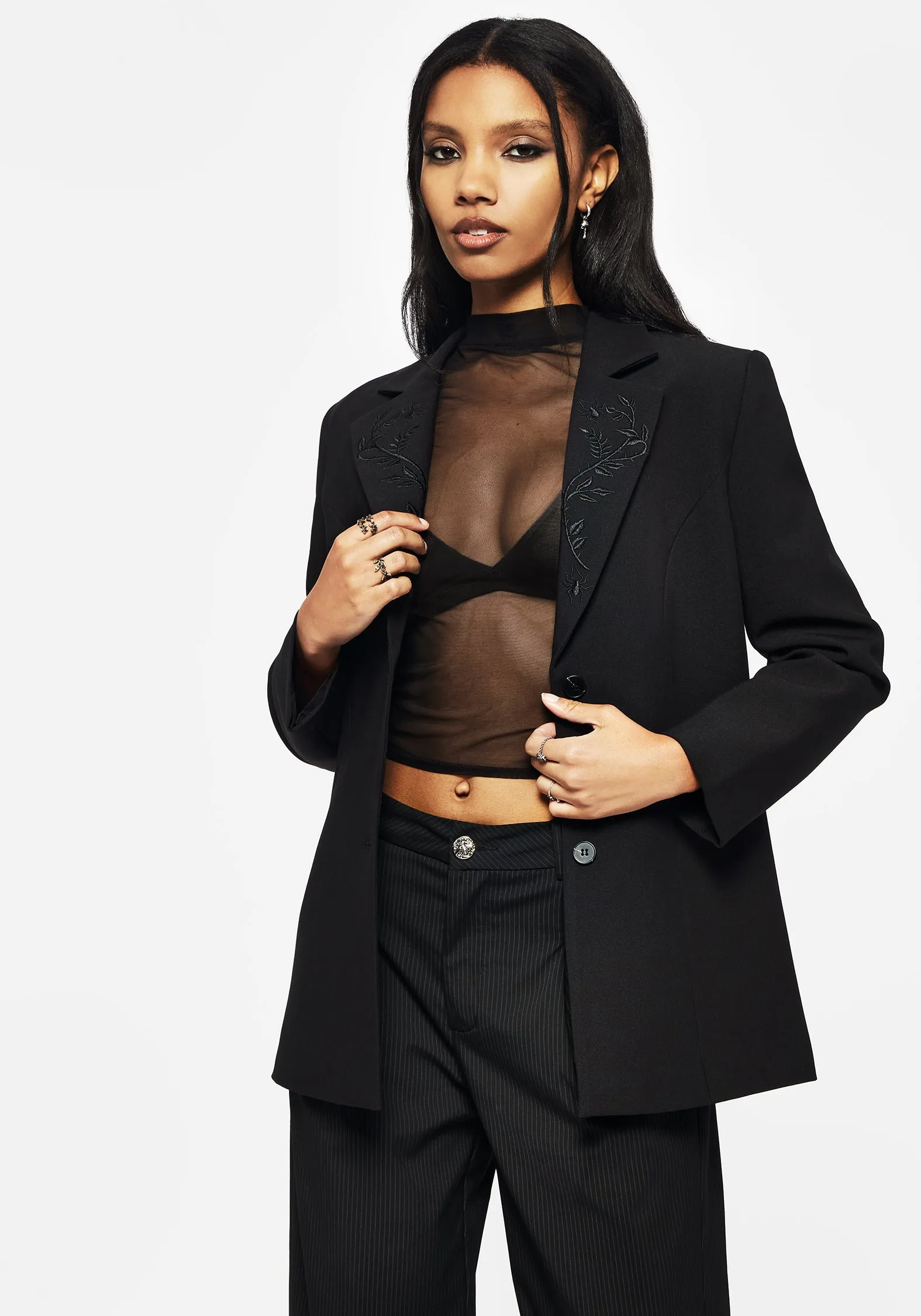 Zelda Pinstripe Tailored Balloon Trousers Comfort Stretch Office Wear