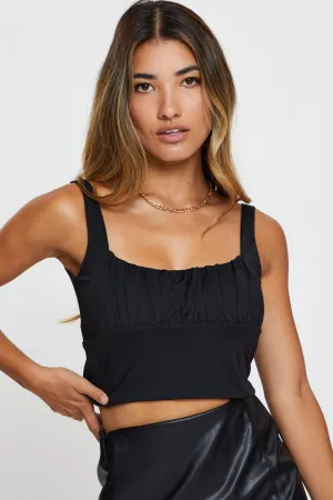 Trendy Sweatpants Black Crop Top