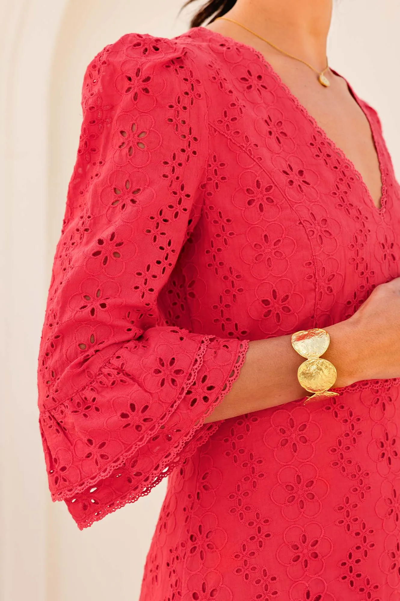 Victoria Cotton Broderie Dress | Red Chic and Simple