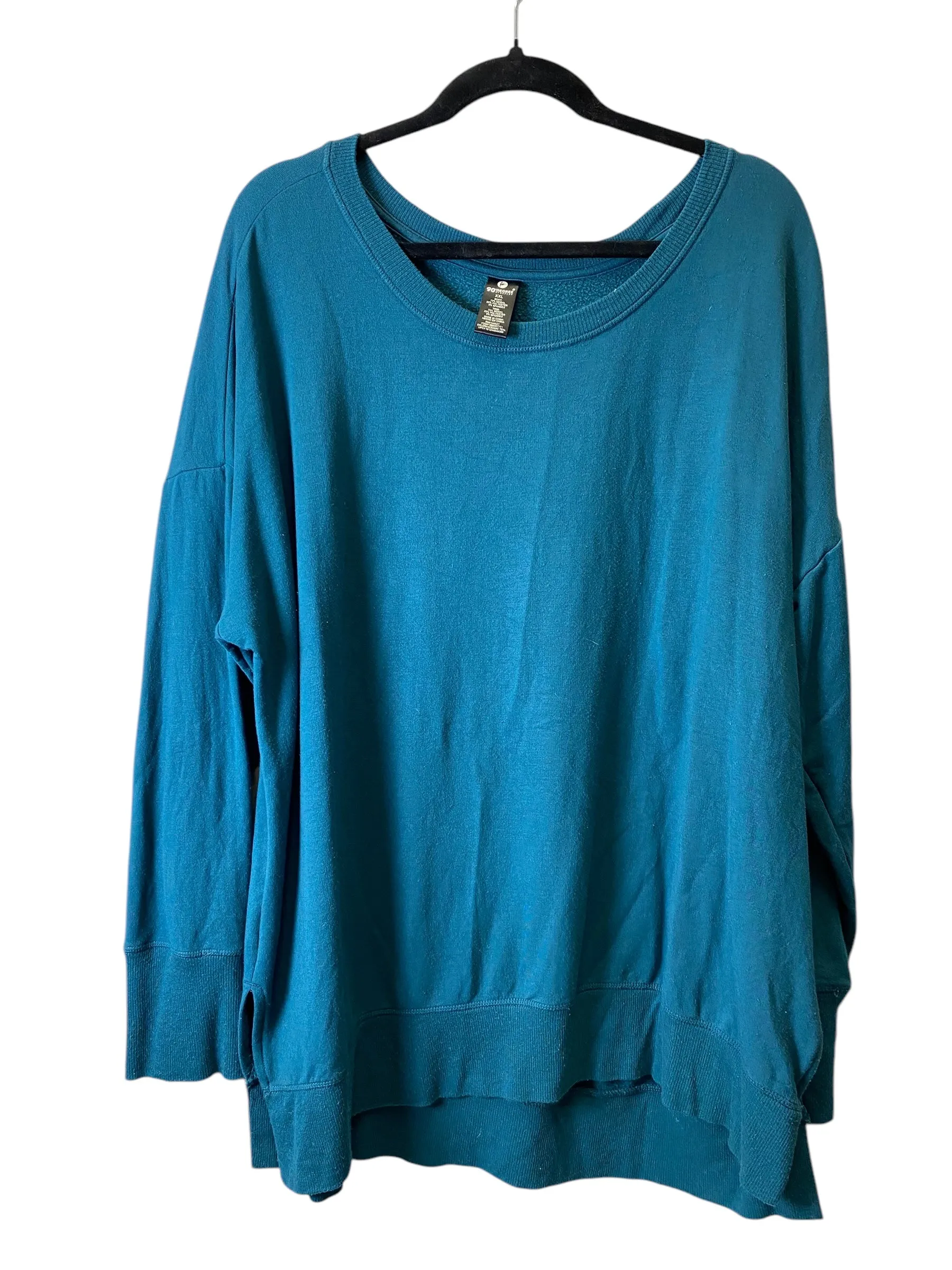 Breezy Comfort WaterRepellent Coating Sweatshirt Crewneck By 90 Degrees By Reflex In Teal, Size: Xxl