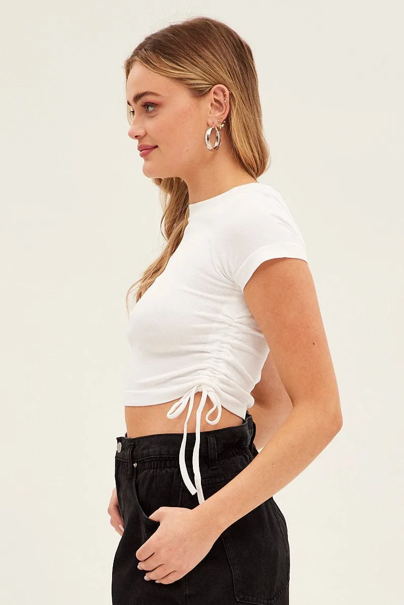 White T-Shirt Short Sleeve Crew Neck Air Move