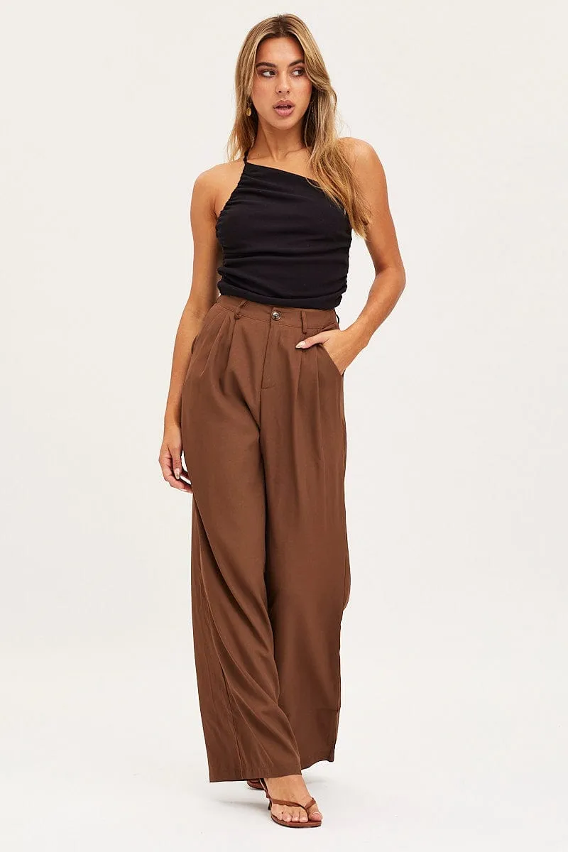 Black Singlet Top One Shoulder Layer Light Relaxed Wear