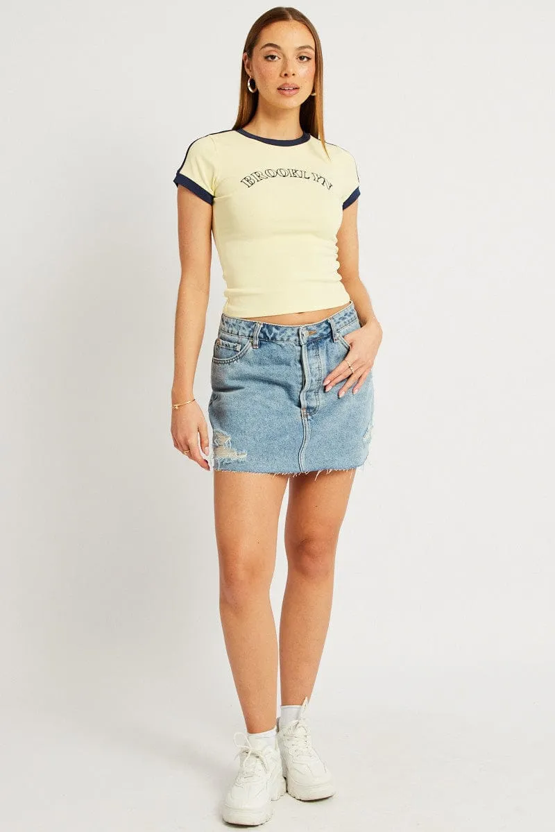Abstract mystery Office Attire Yellow Graphic Tee Short Sleeve