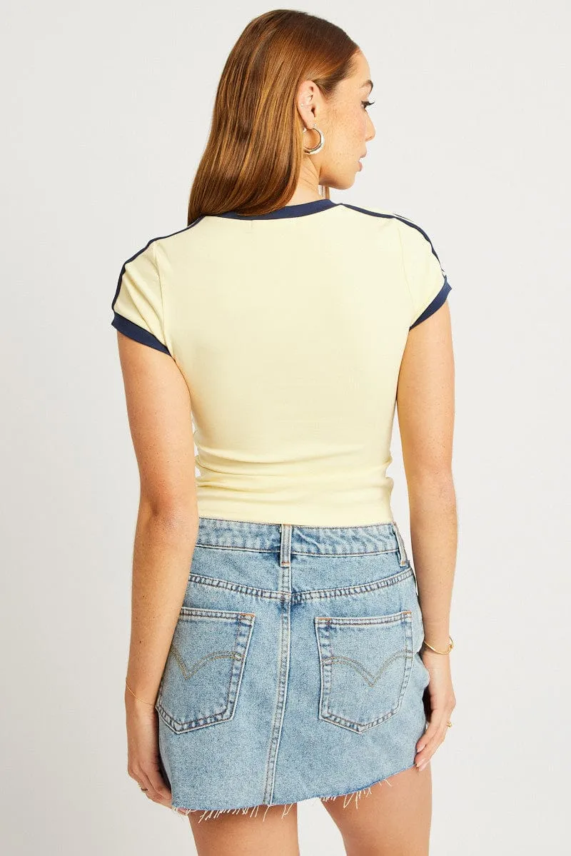 Yellow Graphic Tee Short Sleeve Stylish Chic Style Trend