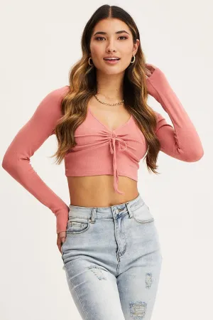 Pink Tank Long Sleeve Drawstring Casual Footwear Relaxed Fashion