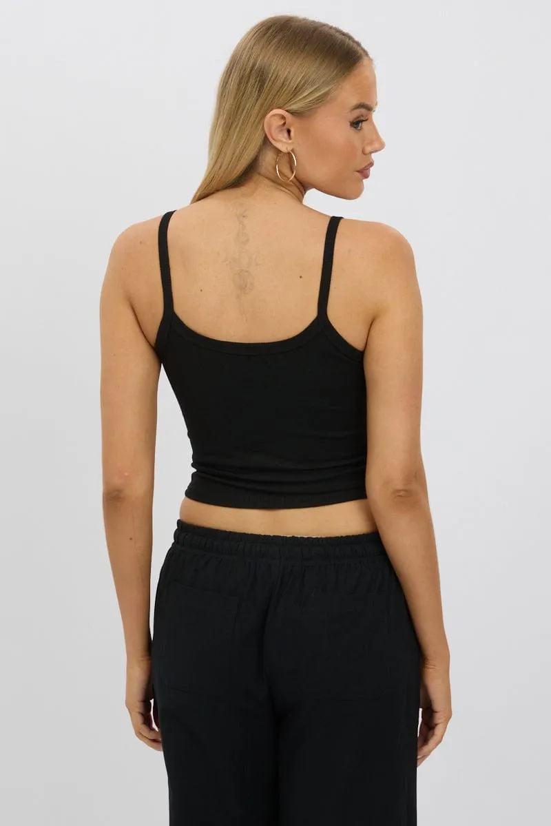 HighElasticity Fiber Black Graphic Singlet Top