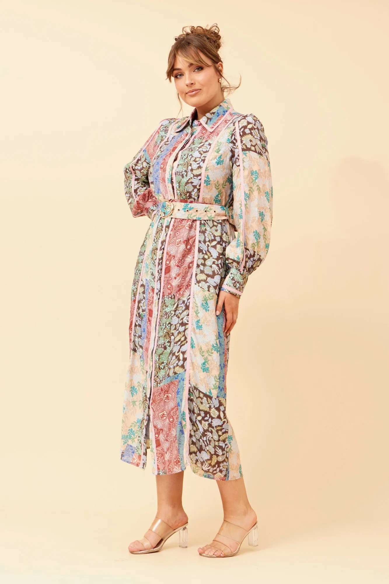 Simple Layering Recycle Glow AGATHA PATCHWORK PRINT MAXI DRESS NonSlip Grip Technology