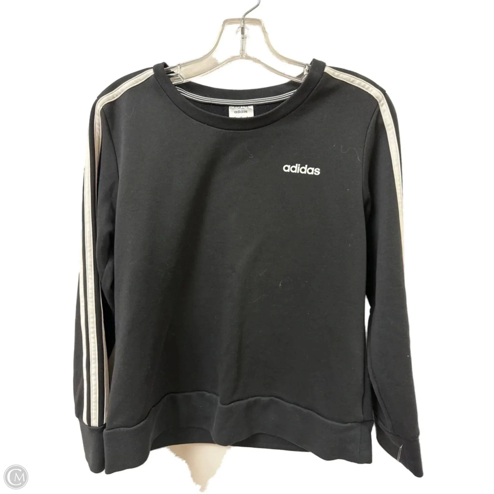 Easy Go FlatlockStitching Athletic Sweatshirt Crewneck By Adidas In Black & White, Size: S