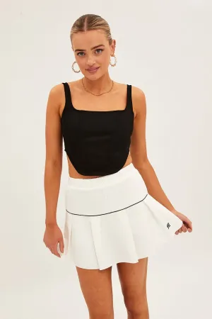 Urban Style Balanced Outfit White Pleated Tennis Mini Skort Skirt