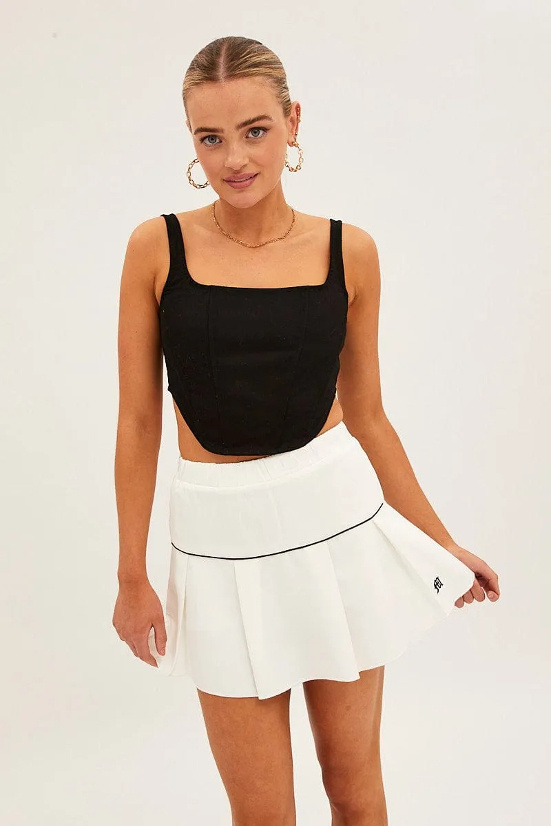 Urban Style Balanced Outfit White Pleated Tennis Mini Skort Skirt