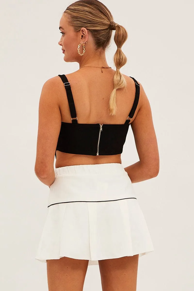 White Pleated Tennis Mini Skort Skirt Breathable fabric Invisible Seams