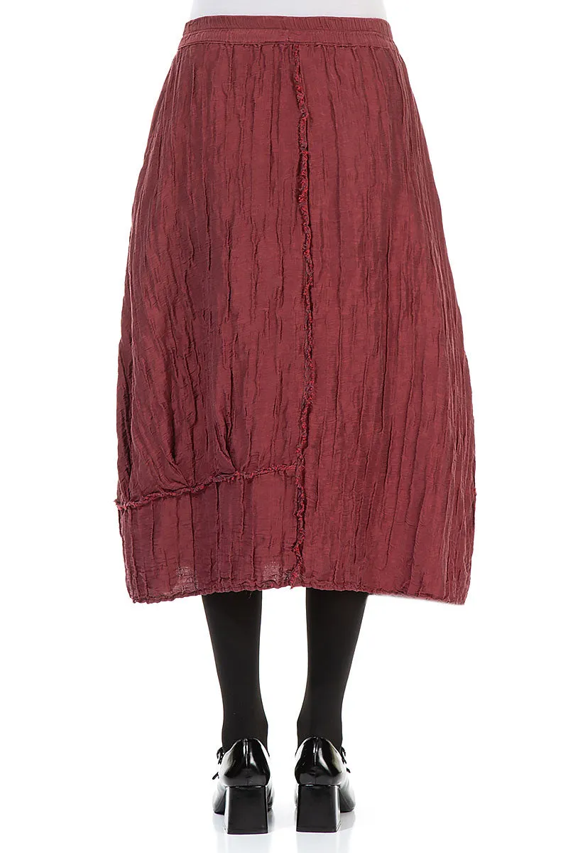 Crinkled Merlot Silk Linen Skirt Silk Touch